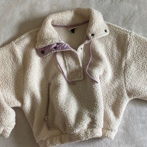 Cream Pullover Fleece quarter zip